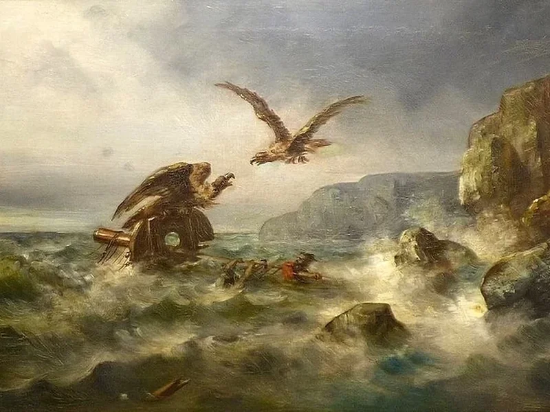 1828-Theodor Koppen - Mare in tempesta - naufragio